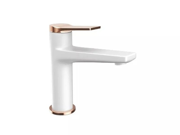 Стилен смесител за мивка Andare Bianco Rose Gold