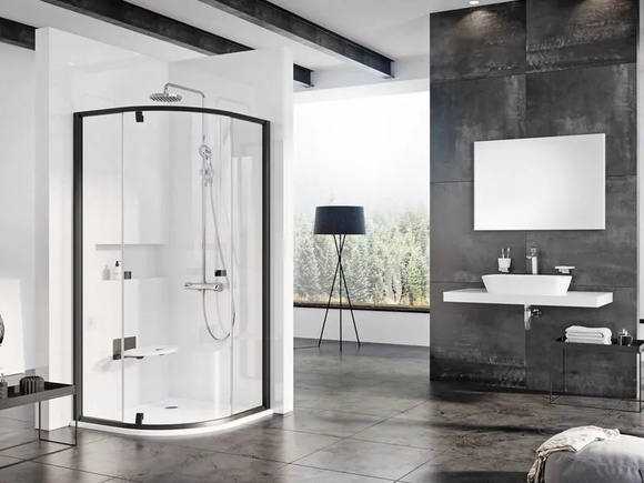 Душ кабина от колекция Pivot Black 80x80см